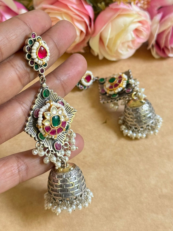 KUDRAT PACHI KUNDAN EARINGS image 0