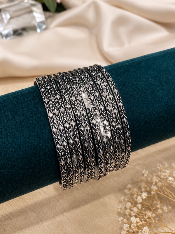 Premium quality german silver bangles 12 pcs size 2.6
