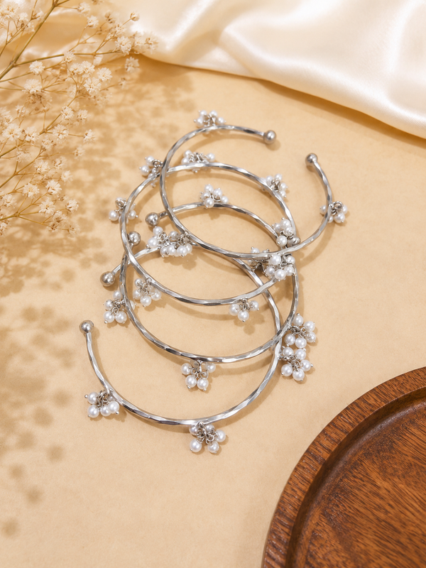 Adjustable silver bangles 4pcs