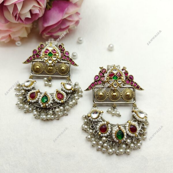 RAJWADI MOR KUNDAN EARINGS