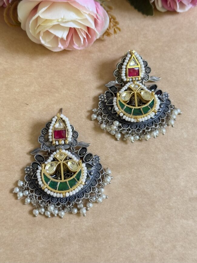 LILA PACHI KUNDAN EARINGS