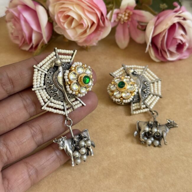 NANDI MOTI PACHI KUNDAN EARINGS