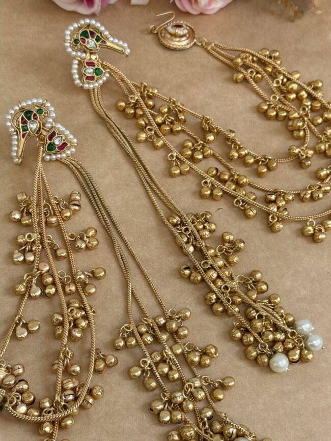 KASHMIRI  PACHI KUNDAN KAAN CHAIN