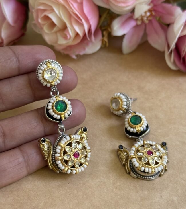 TEJ PAKSHI PACHI KUNDAN EARRINGS