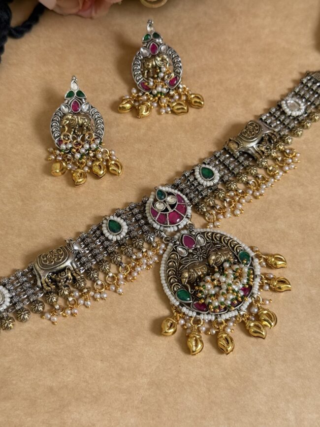 RAJWADI PACHI KUNDAN NECKLACE