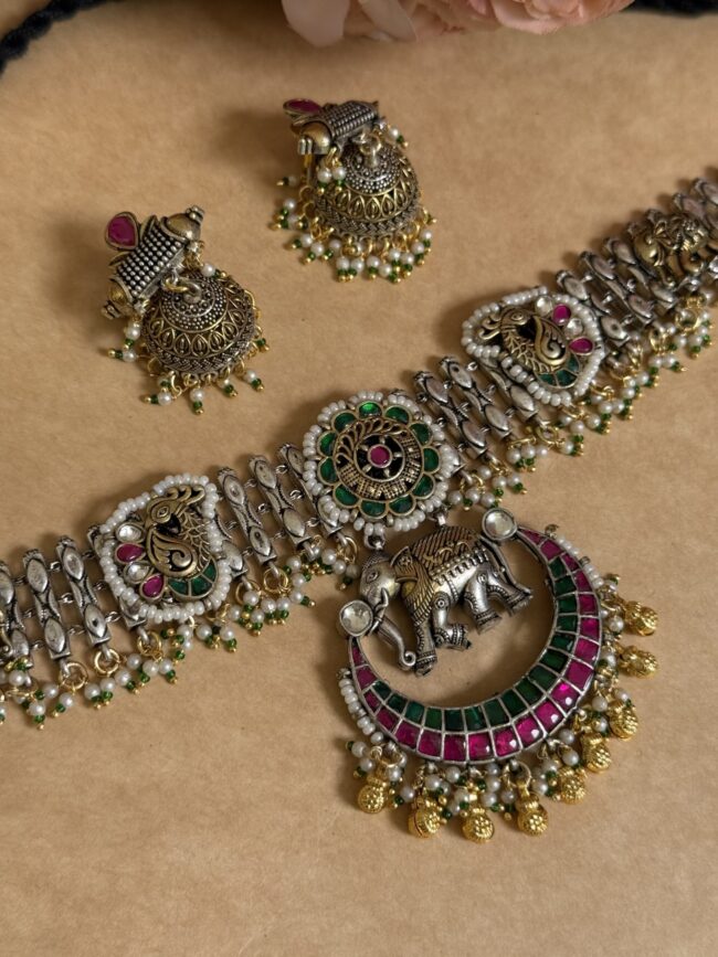 DUALTONE HATHI KUNDAN NECKLACE